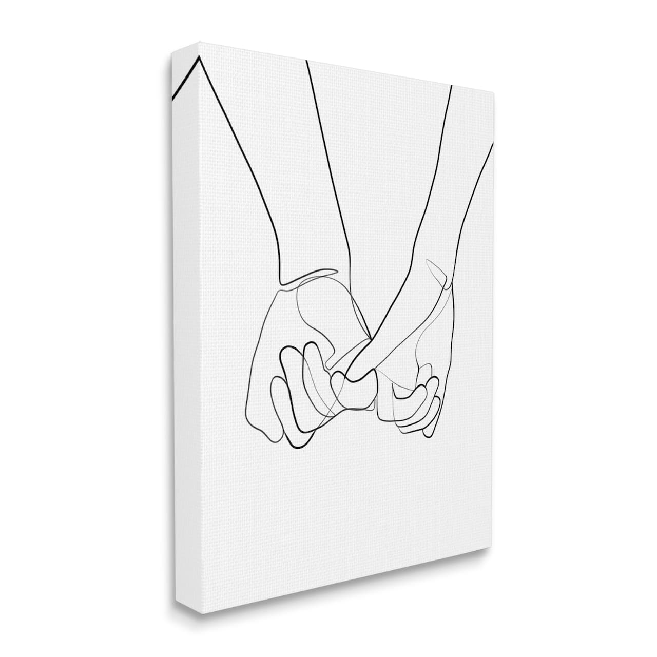 Stupell Industries Fluid Line Abstract Couple Holding Hands Black White Canvas Wall Art
